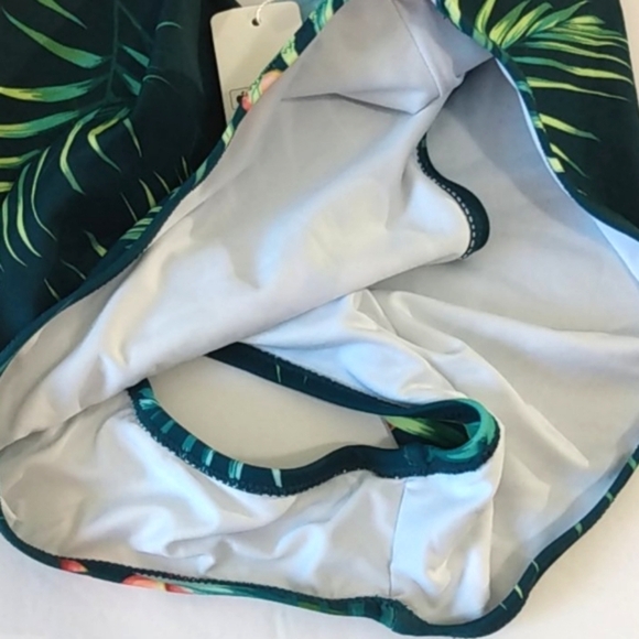 CUPSHE GREEN TROPICAL FLORAL HIGH WAISTED BIKINI BOTTOMS SIZE XXL NWT - Picture 4 of 8